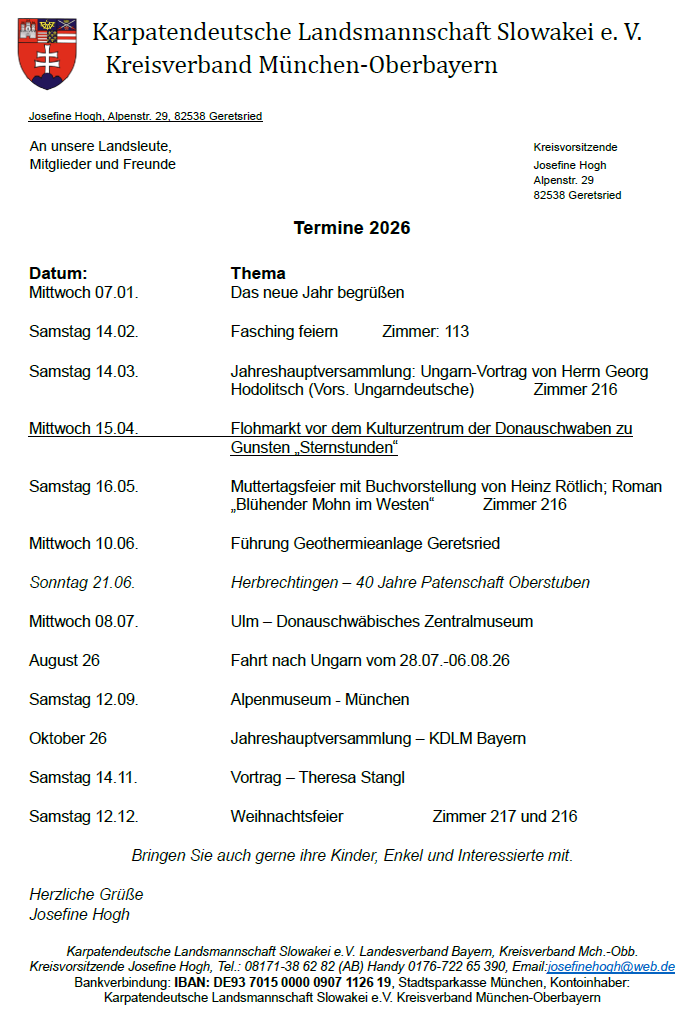 KDLM Kreisverband München-Oberbayern Termine 2026
